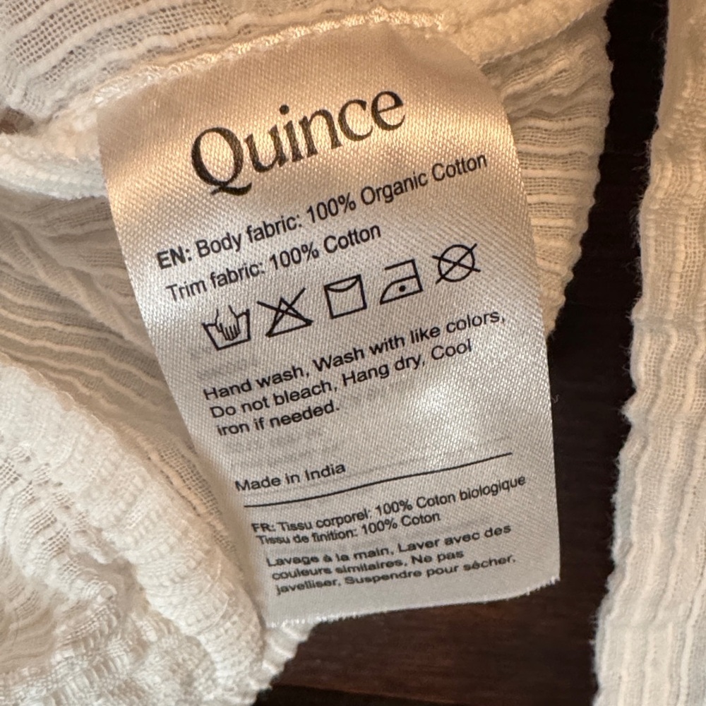 Quince Organic Textured Cotton Peasant  Blouse - Picture 3 of 4